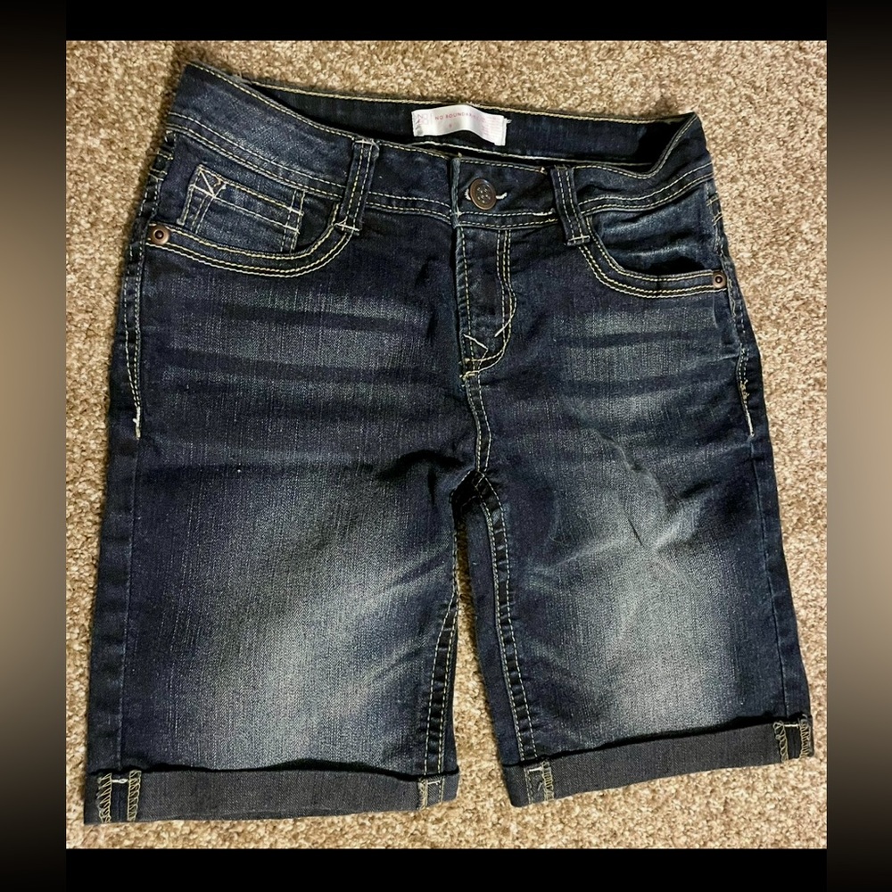 Dark Indigo Cuffed Denim Bermuda Shorts